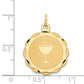 Polished and Satin Solid FIRST HOLY COMMUNION Scalloped Edge Round Disc Pendant - WBC