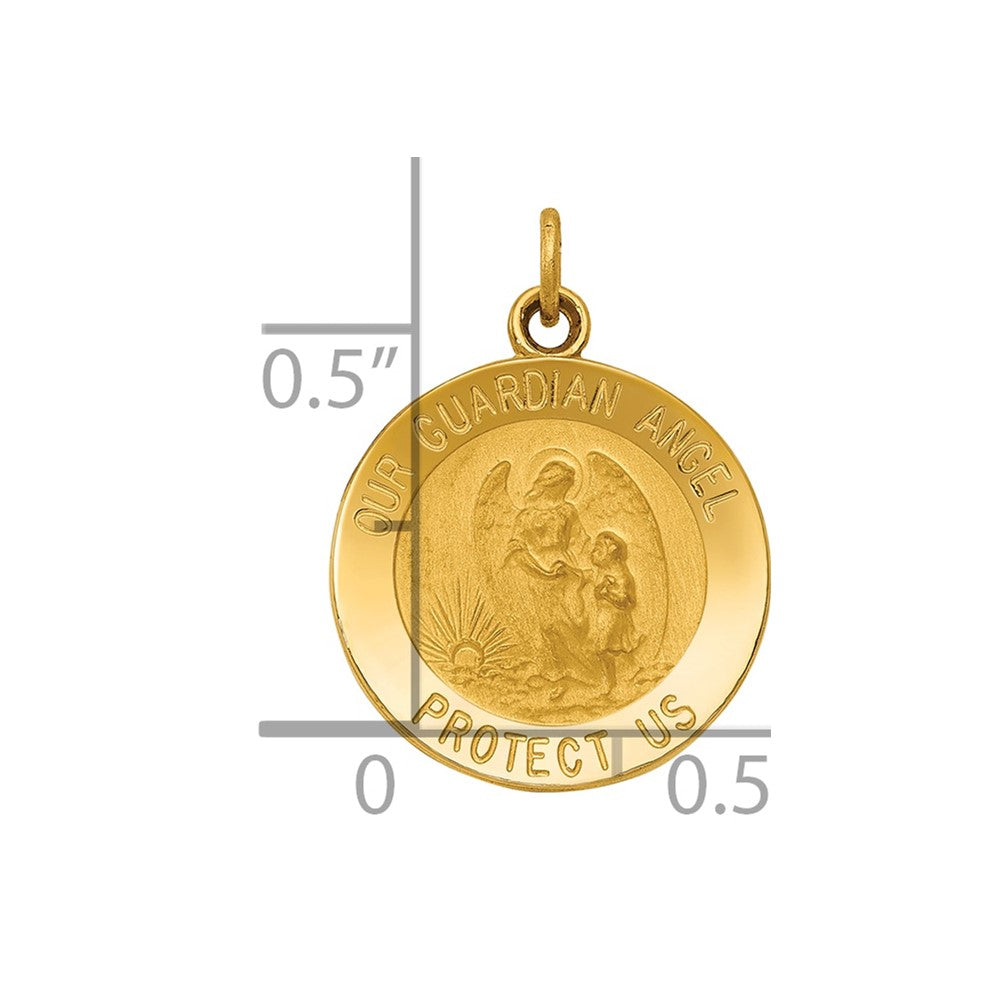 Polished and Satin Solid Our Guardian Angel Medal Charm - WBC
