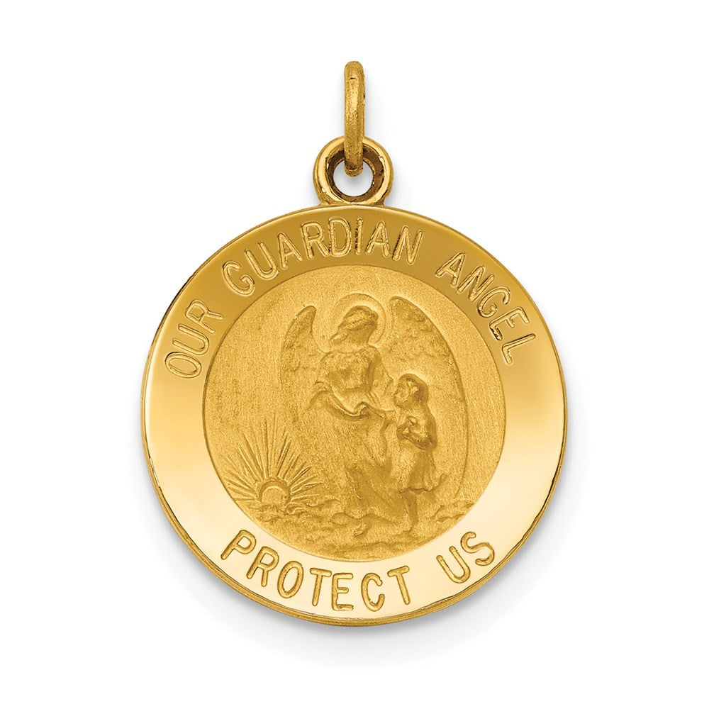 Polished and Satin Solid Our Guardian Angel Medal Charm - WBC