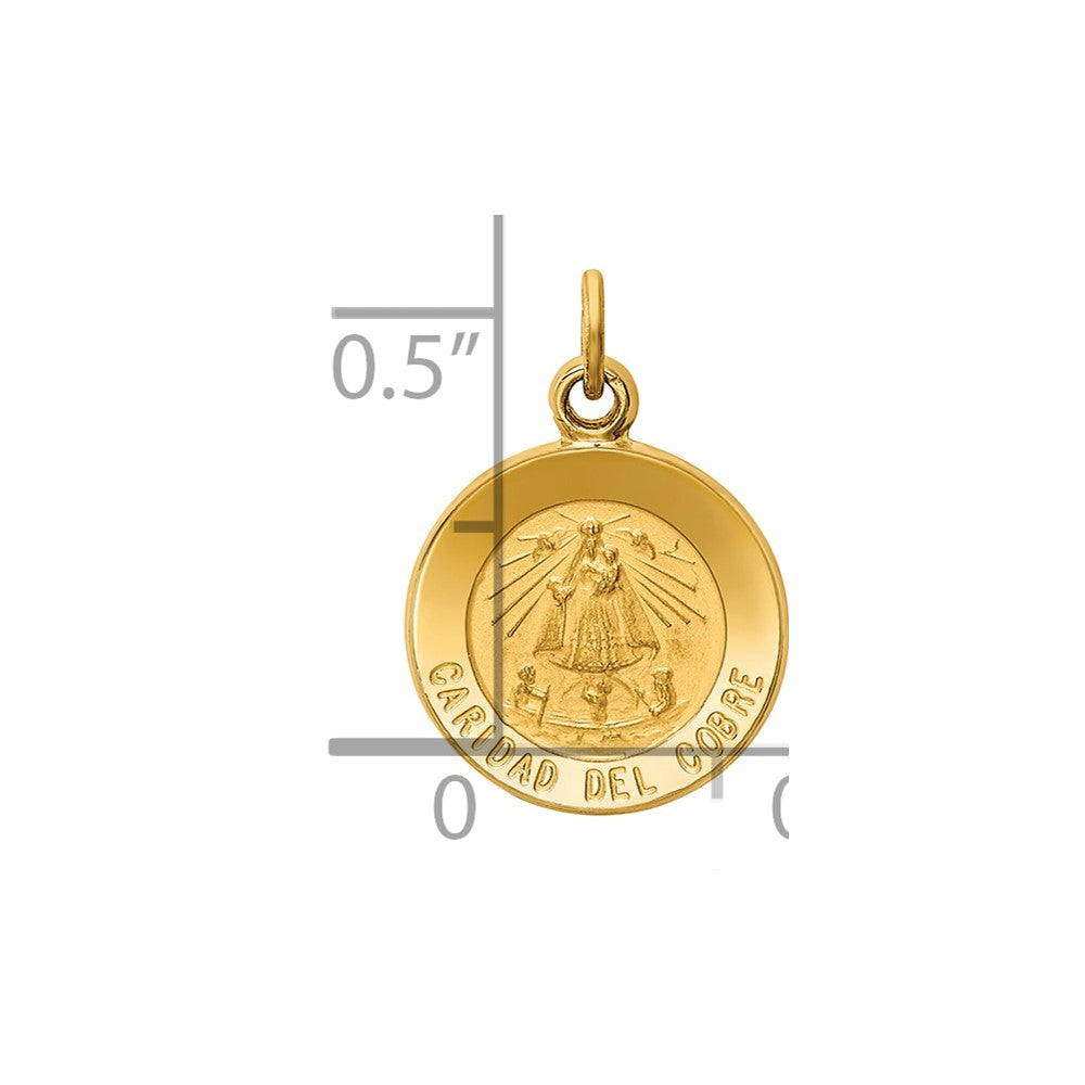 Polished and Satin Solid Caridad Del Cobre Medal Round Charm - WBC