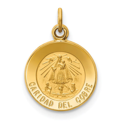 Polished and Satin Solid Caridad Del Cobre Medal Round Charm - WBC