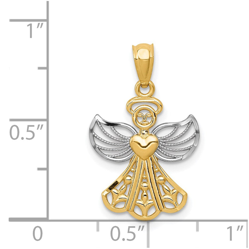 and Rhodium Filigree Angel with Heart Pendant - WBC