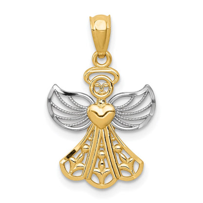 and Rhodium Filigree Angel with Heart Pendant - WBC