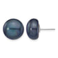 12- Black Button Freshwater Cultured Pearl Stud Post Earrings - WBC