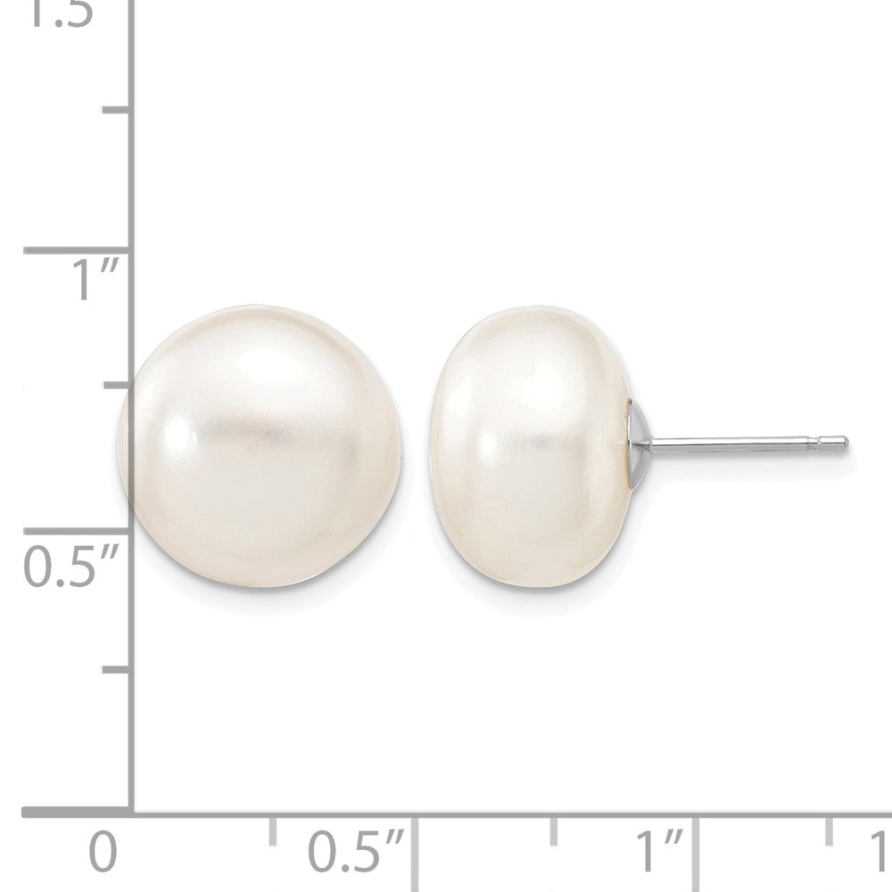 12- Button Freshwater Cultured Pearl Stud Post Earrings - WBC