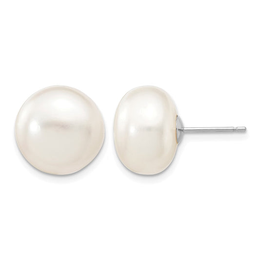 12- Button Freshwater Cultured Pearl Stud Post Earrings - WBC