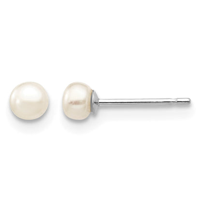 3- Button Freshwater Cultured Pearl Stud Post Earrings - WBC