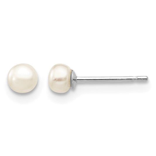 3- Button Freshwater Cultured Pearl Stud Post Earrings - WBC
