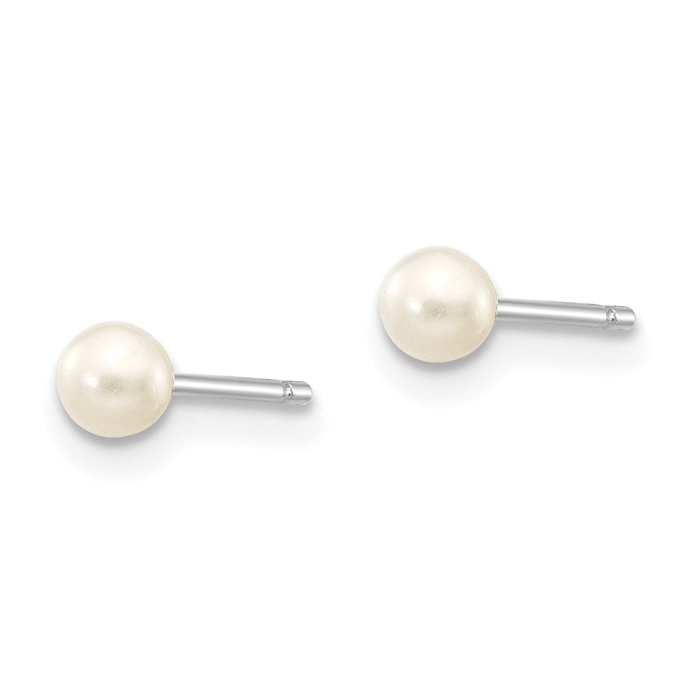3- Round Freshwater Cultured Pearl Stud Post Earrings - WBC