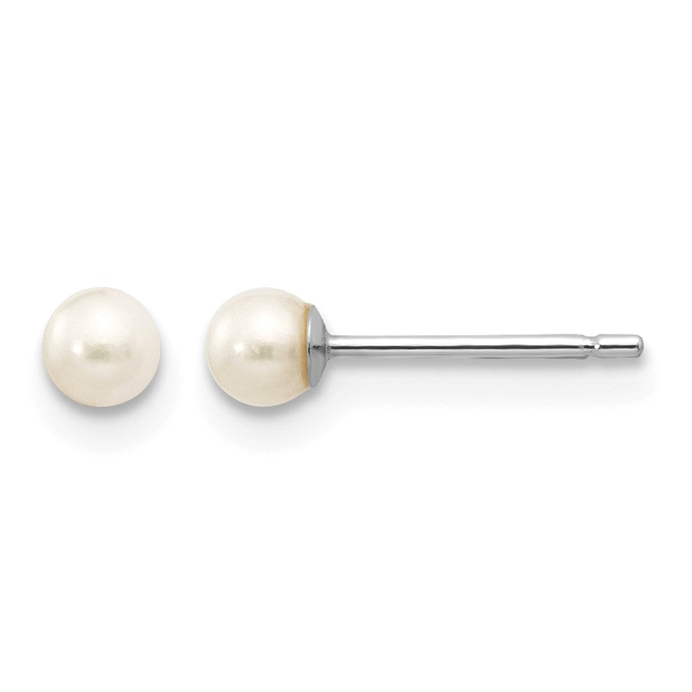 3- Round Freshwater Cultured Pearl Stud Post Earrings - WBC
