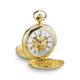 Charles Hubert 14k Gold-finish White Skeleton Dial Pocket Watch
