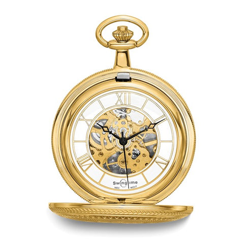 Swingtime Gold-finish Mechanical Double Cover Pocket Watch