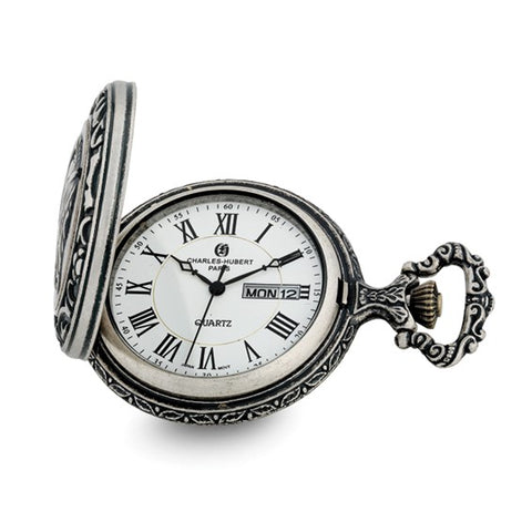 Charles Hubert Antique Chrome-finish Eagle Medallion Pocket Watch