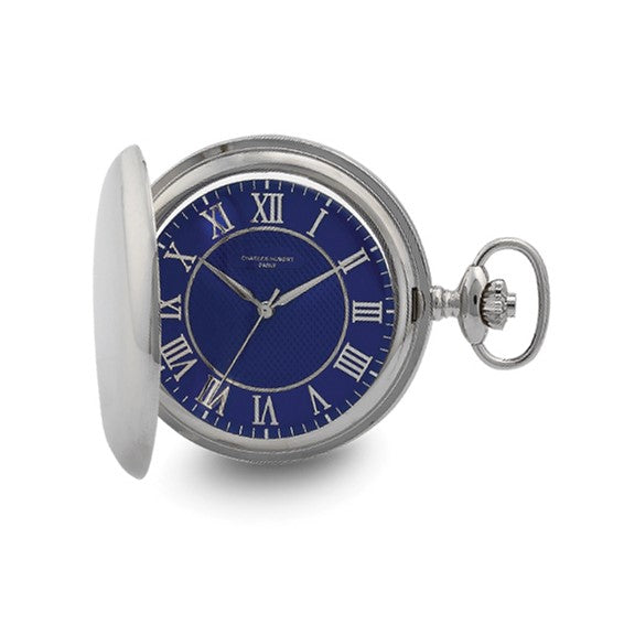 Charles Hubert Chrome-finish Blue Dial Quartz Pocket Watch