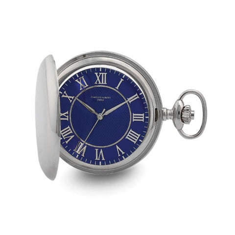 Charles Hubert Chrome-finish Blue Dial Quartz Pocket Watch