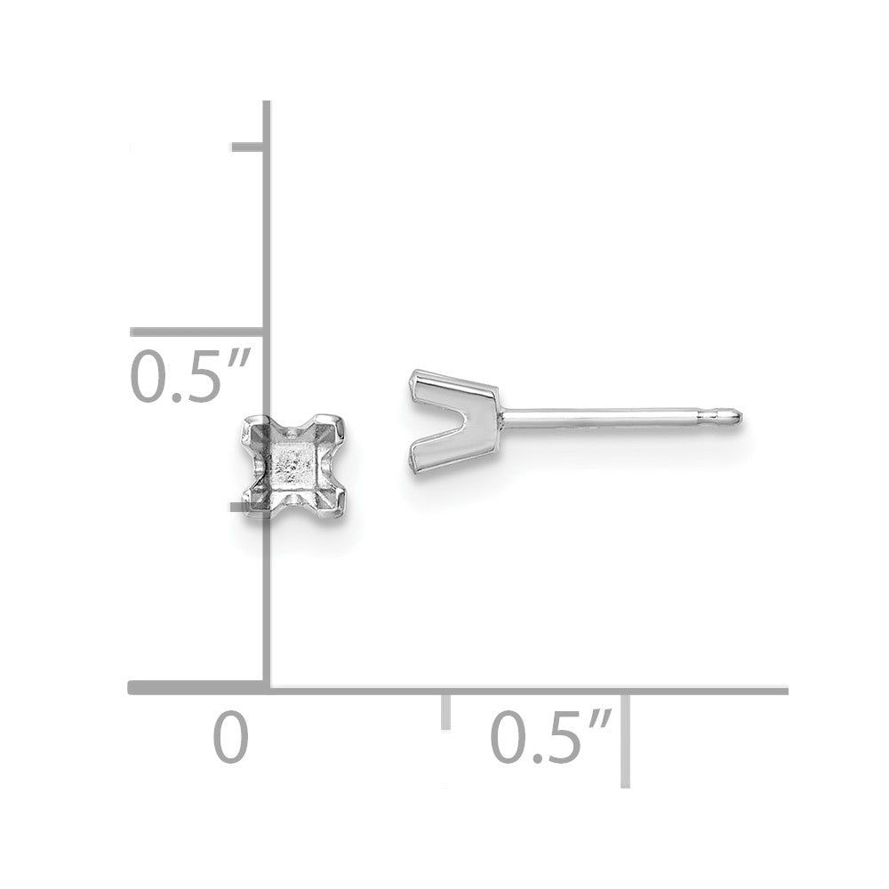 Princess Cut Stud Earring Mountings - WBC