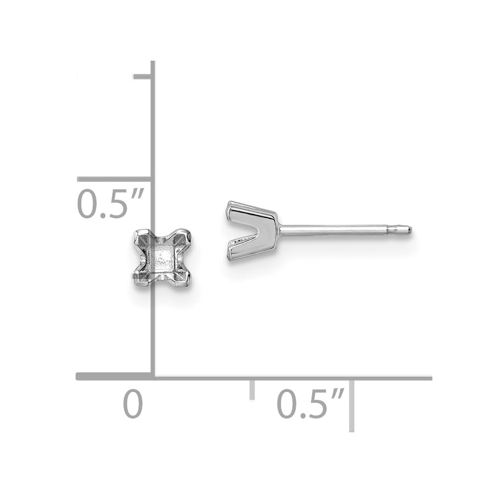 Princess Cut Stud Earring Mountings - WBC