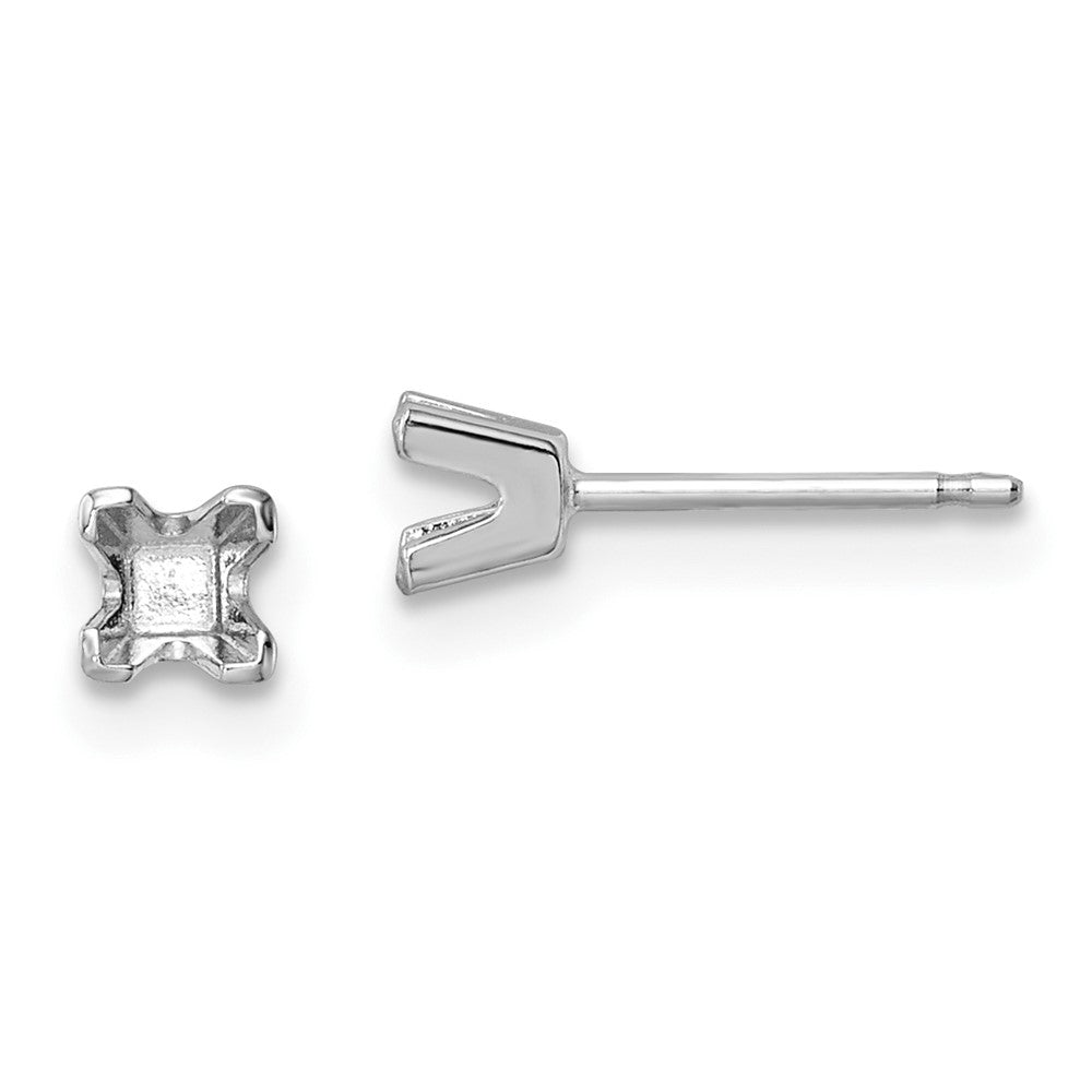 Princess Cut Stud Earring Mountings - WBC