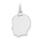 14K White Gold Small Facing Right Engravable Boy Charm, 10mm