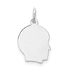 14K White Gold Small Facing Right Engravable Boy Charm, 10mm