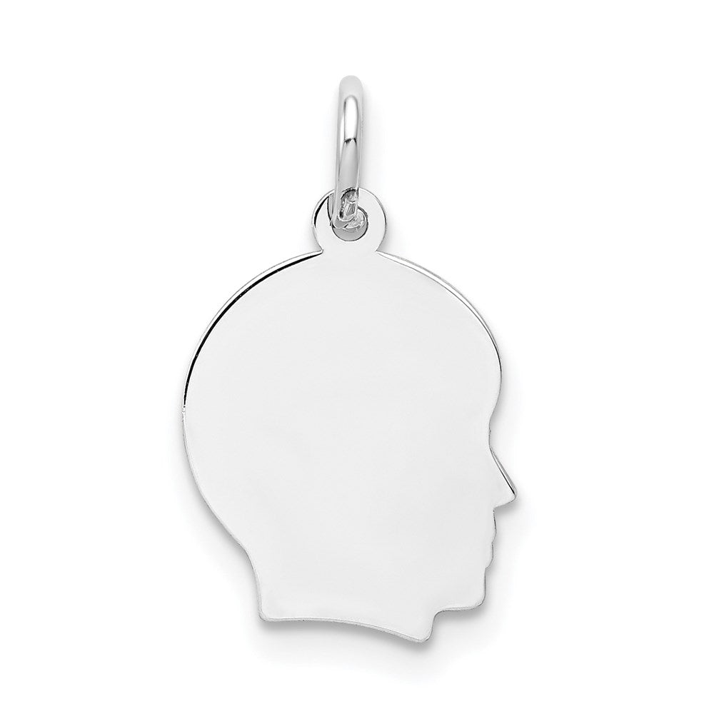 Plain Small.009 Depth Facing Right Engravable Boy Charm - WBC