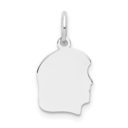 Plain Small.009 Depth Facing Right Engravable Girl Charm - WBC