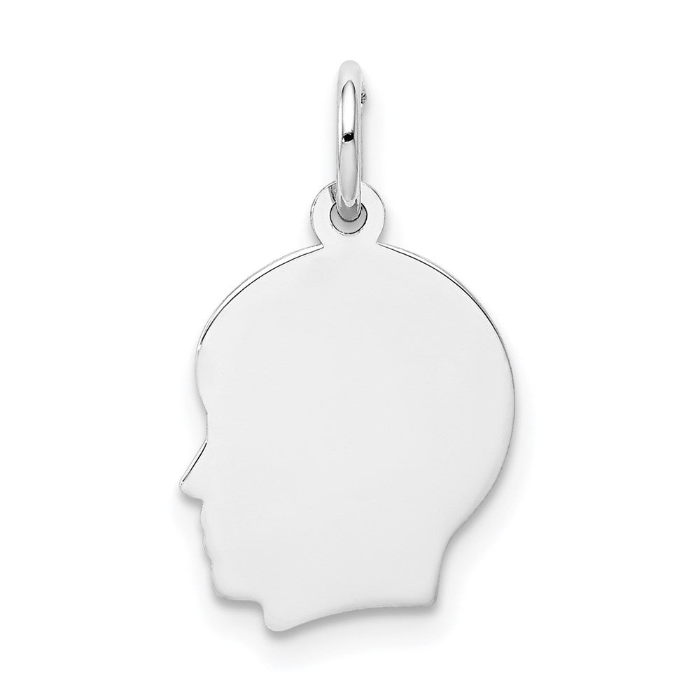 Plain Small.009 Depth Facing Left Engravable Boy Charm - WBC
