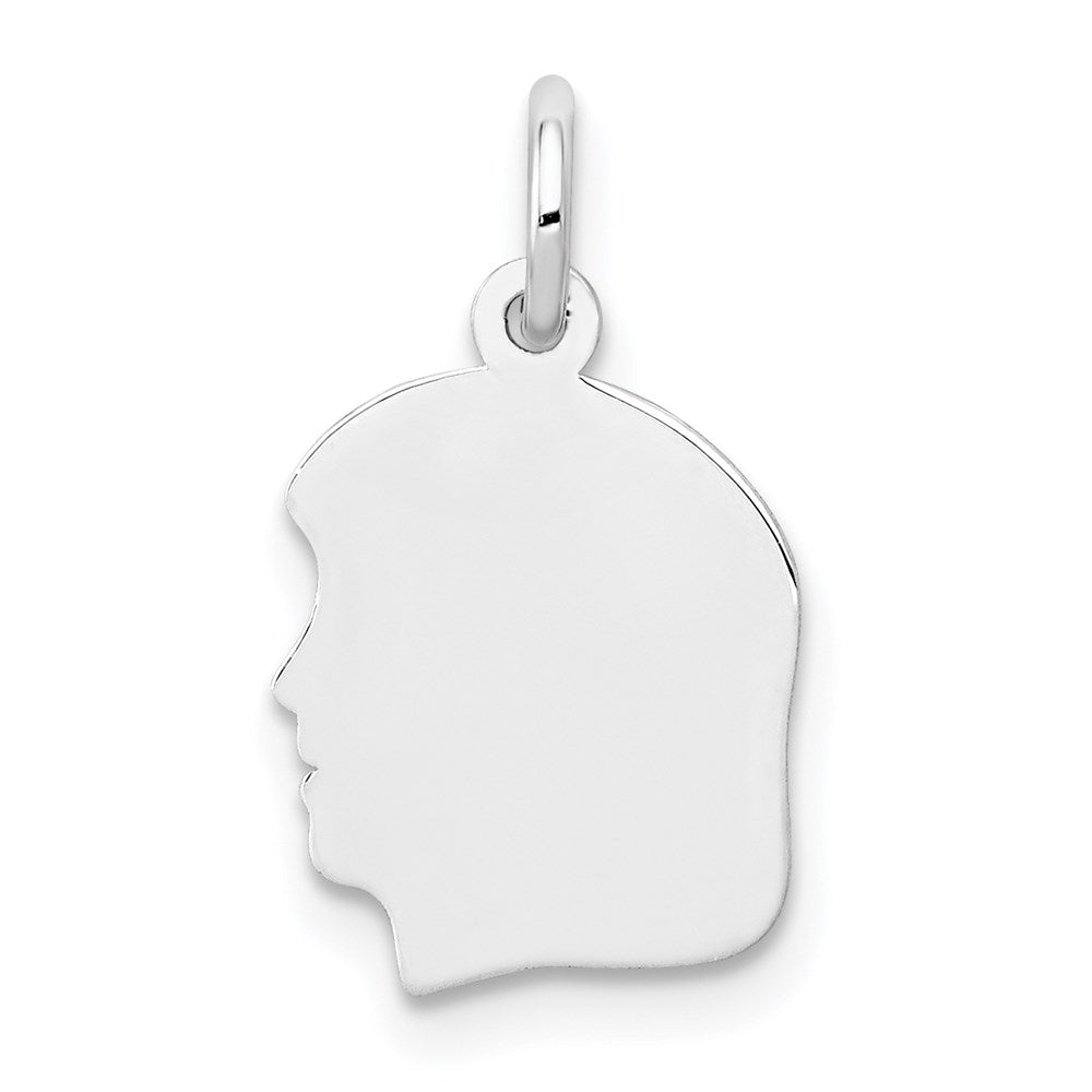Plain Small.009 Depth Facing Left Engravable Girl Charm - WBC