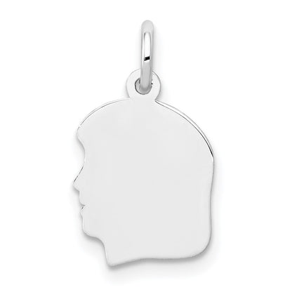 Plain Small.009 Depth Facing Left Engravable Girl Charm - WBC
