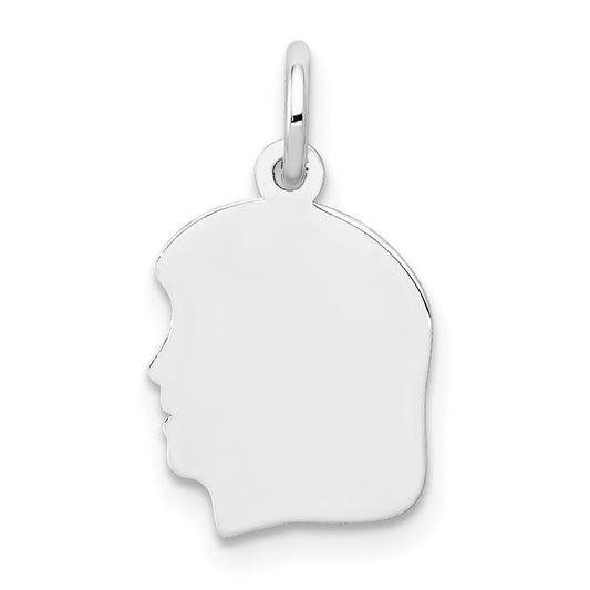 Plain Small.009 Depth Facing Left Engravable Girl Charm - WBC