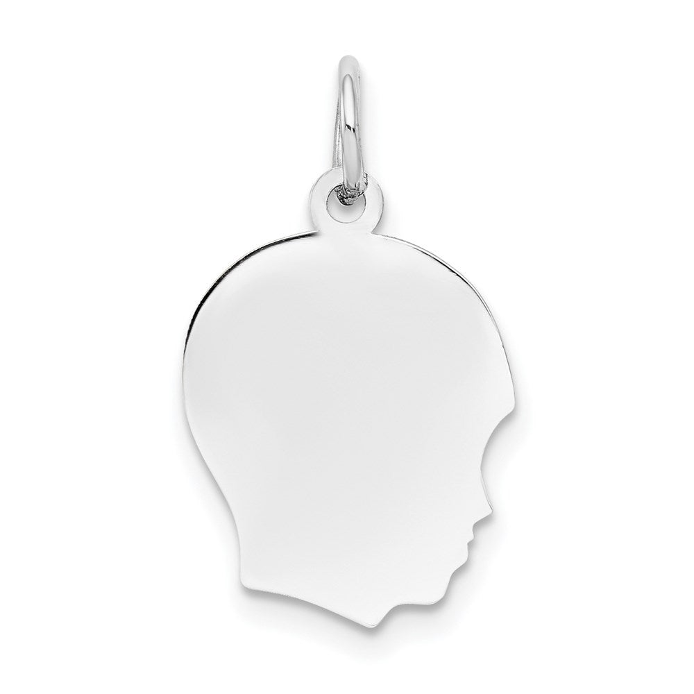 Plain Medium.009 Depth Facing Right Engravable Boy Charm - WBC
