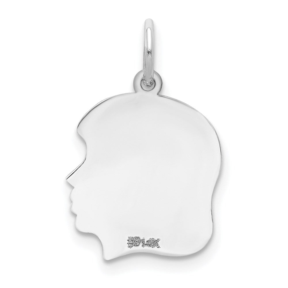 Plain Medium.013 Depth Facing Right Engravable Girl Charm - WBC