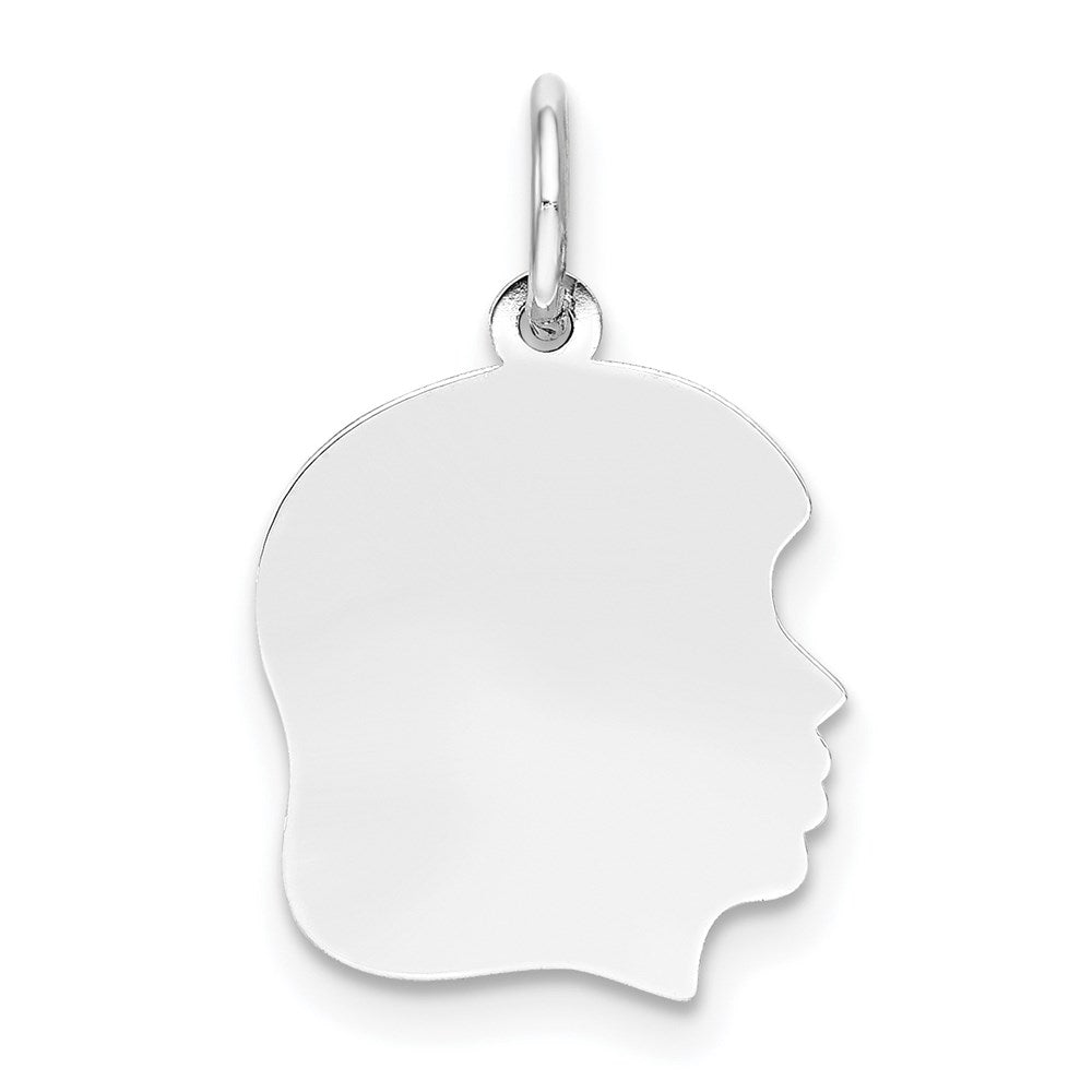Plain Medium.011 Depth Facing Right Engravable Girl Charm - WBC