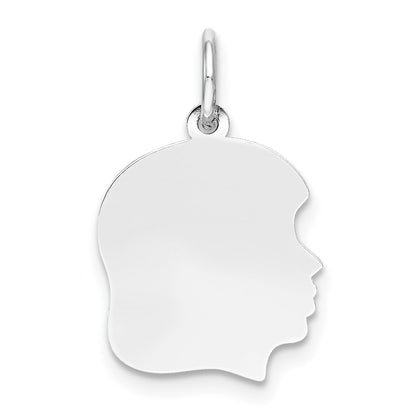 Plain Medium.027 Depth Facing Right Engravable Girl Charm - WBC