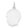 14K White Gold Medium Facing Left Engravable Boy Charm, 13mm