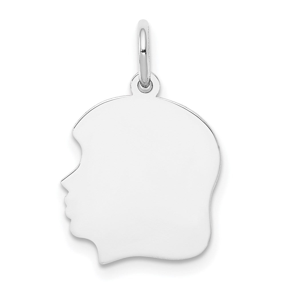 Plain Medium.011 Depth Facing Left Engravable Girl Charm - WBC