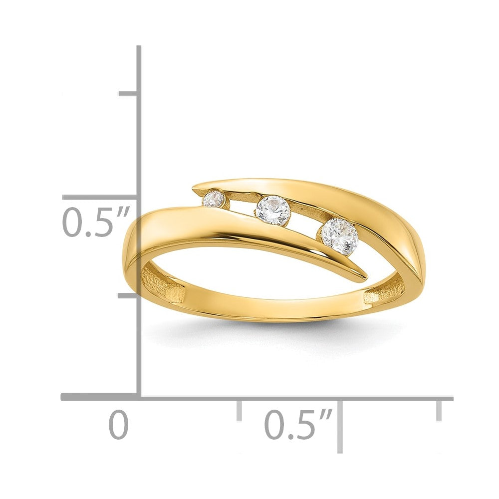 Polished Graduated Cubic Zirconia 3-Stone Fashion Ring - WBC