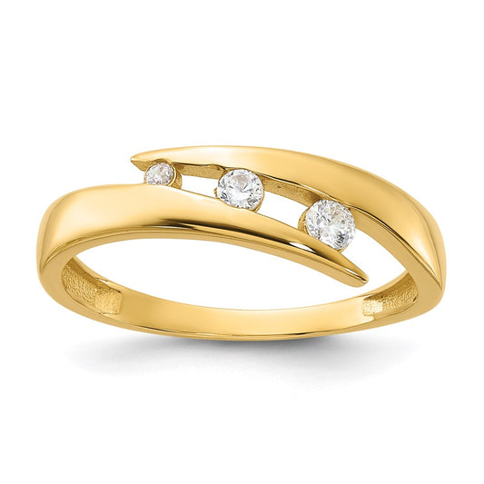 Polished Graduated Cubic Zirconia 3-Stone Fashion Ring - WBC