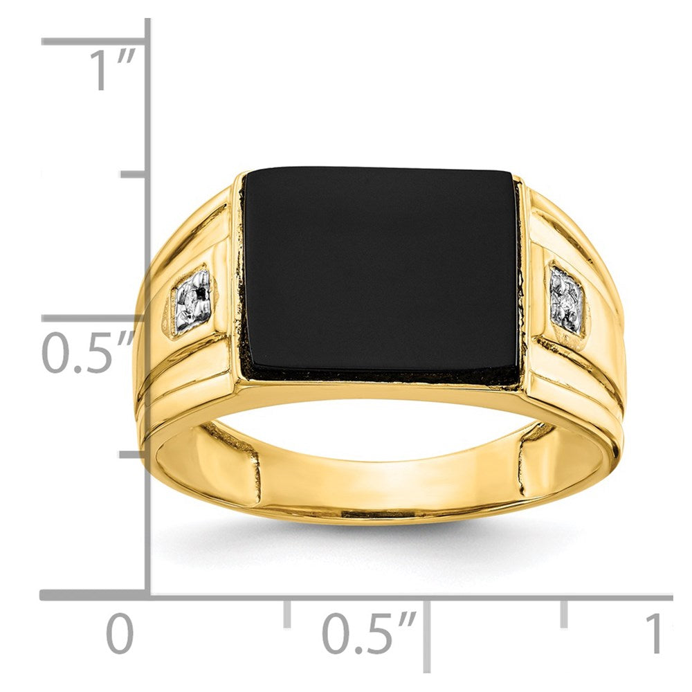 IB Goodman Rectangle Onyx and AA Diamond Mens Ring - WBC