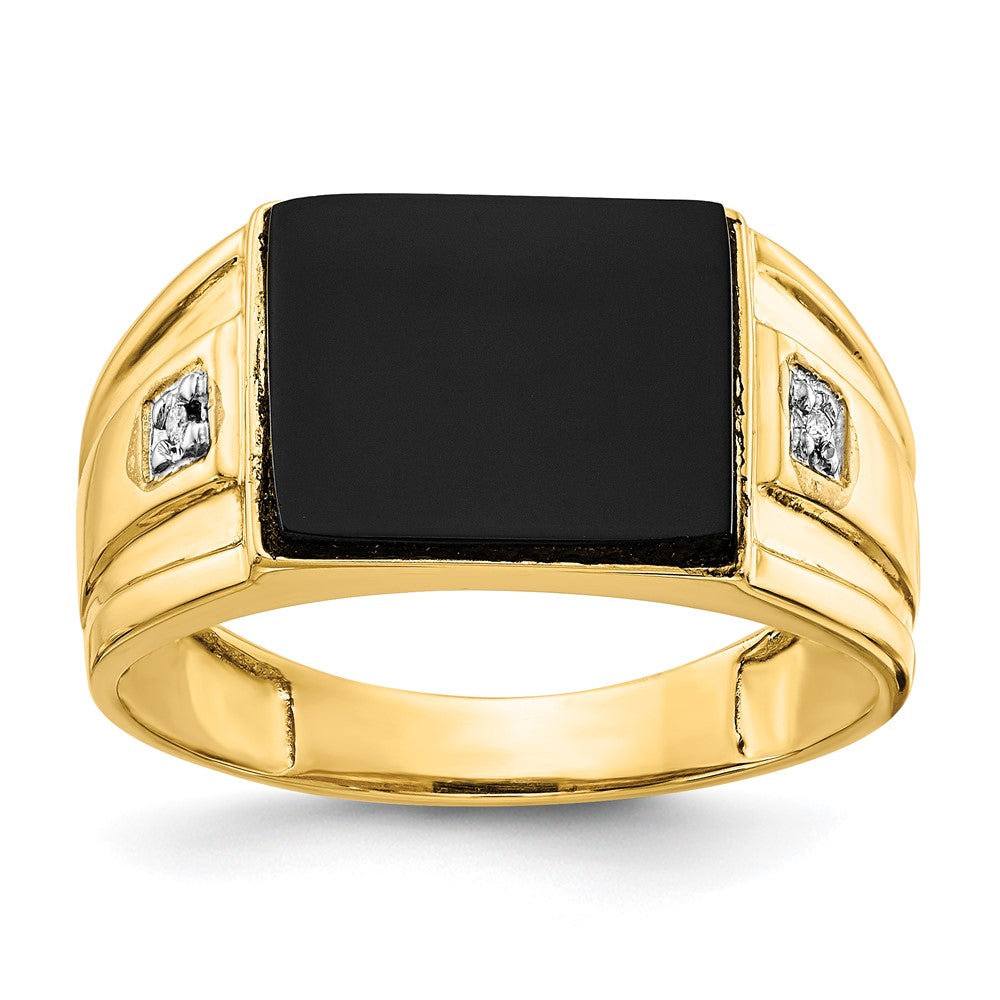 IB Goodman Rectangle Onyx and AA Diamond Mens Ring - WBC