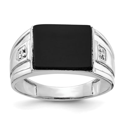 IB Goodman Rectangle Onyx and AA Diamond Mens Ring - WBC