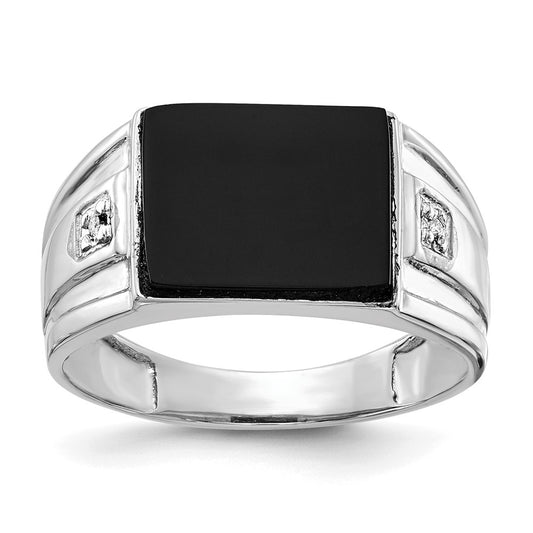 IB Goodman Rectangle Onyx and AA Diamond Mens Ring - WBC