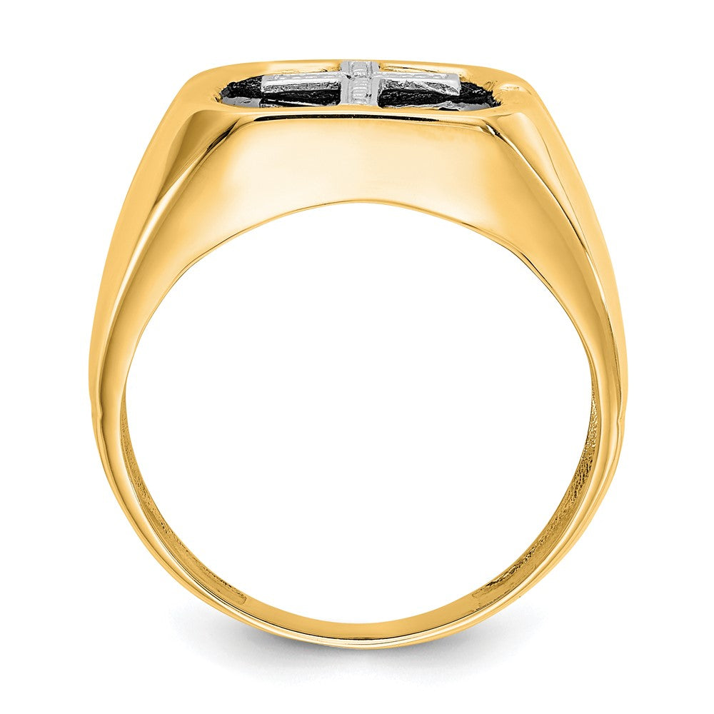 IB Goodman Octagon Onyx and A Diamond Mens Cross Ring - WBC