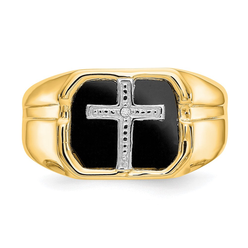 IB Goodman Octagon Onyx and A Diamond Mens Cross Ring - WBC