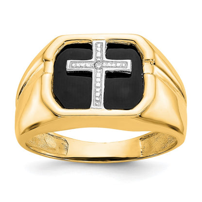 IB Goodman Octagon Onyx and A Diamond Mens Cross Ring - WBC