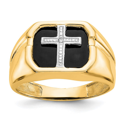 IB Goodman Octagon Onyx and A Diamond Mens Cross Ring - WBC