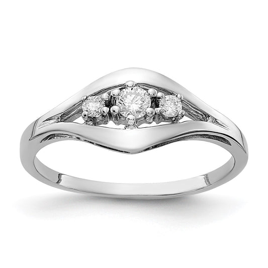 Polished 3-Stone 1/8 carat AA Diamond Ring - WBC