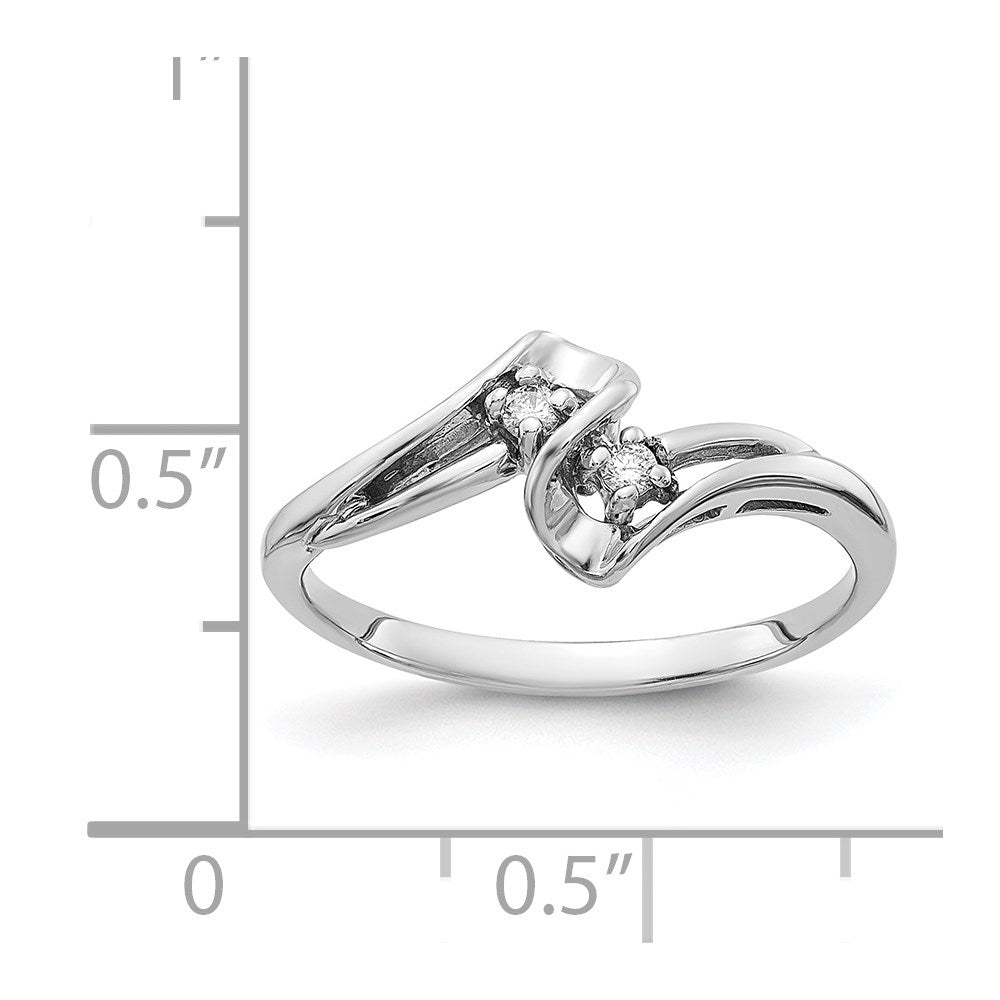 2-Stone 1/20 carat AA Diamond Bypass Ring - WBC