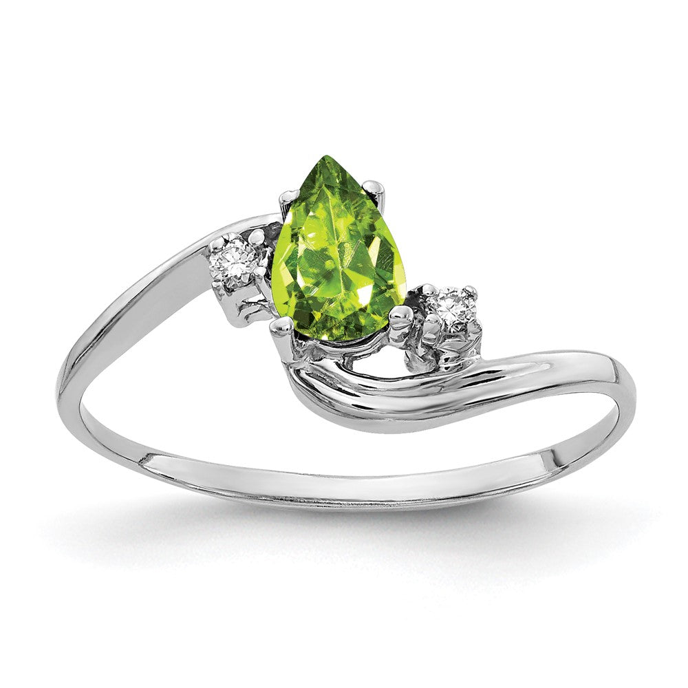 Pear Peridot and AA Diamond Bypass Ring - WBC