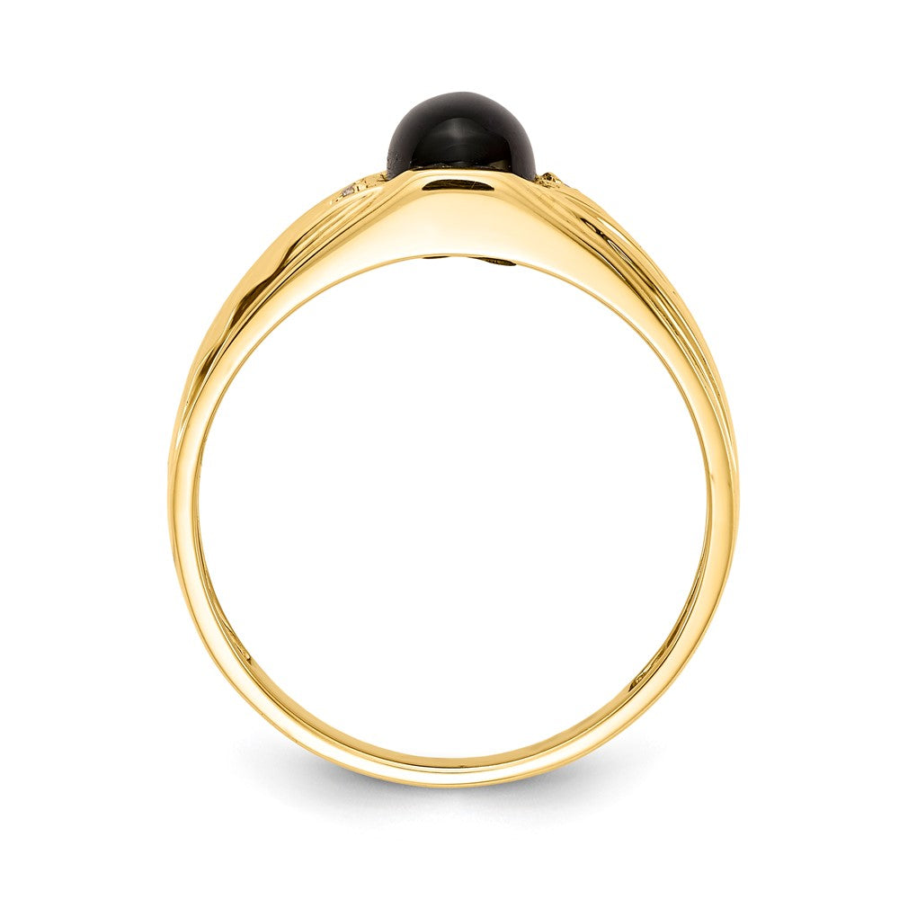 IB Goodman 8x6 Oval Onyx Cabochon and AA Diamond Mens Ring - WBC
